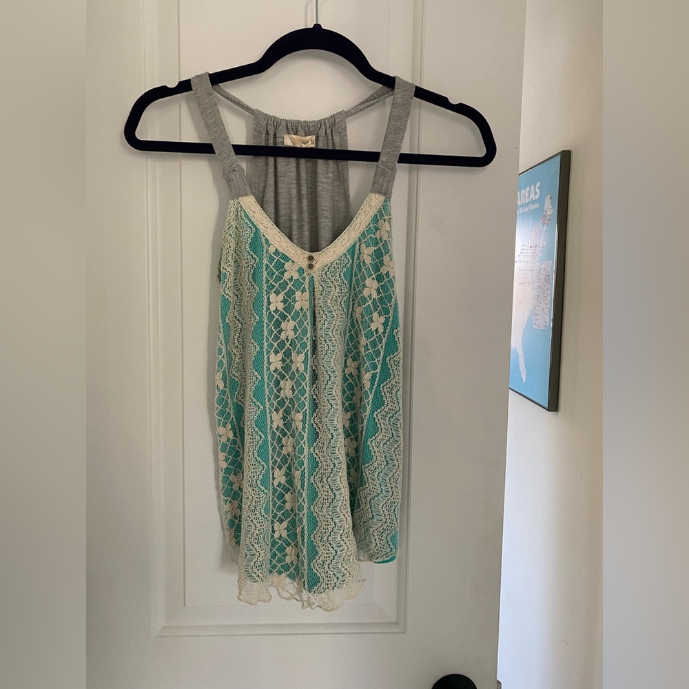 Rewind Tank Top with Lace Overlay